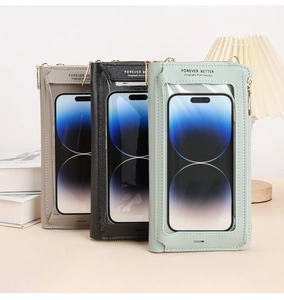 Tre borse per cellulare touch screen multifunzionali in grigio, nero e verde menta