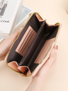 Borsa porta cellulare touchscreen e portafoglio con slot per carte in pelle sintetica