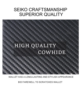 Close-up of carbon fiber texture on premium leather wallet with anti-scratch surface