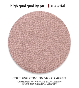 Macro shot of pink cross-grain PU leather texture for fashion shell card holder