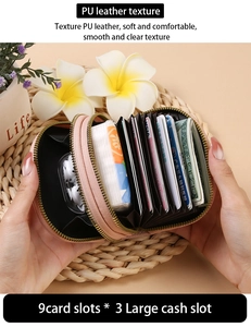 Detailed pink lychee texture card holder interior with nine slots and organ compartments