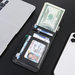 Slim carbon fiber RFID blocking wallet with money clip and multi-card storage slots