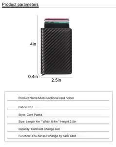Dettagli porta carte in fibra di carbonio con dimensioni in pelle PU e slot funzionali
