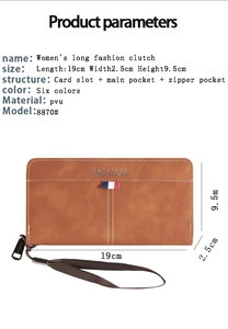 Detailansicht der braunen langen Clutch mit Kartenfächern und Reißverschlussfach-Layout