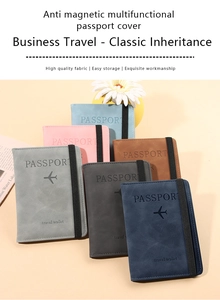 Multiple colorful PU leather passport covers with elastic bands and anti-magnetic lining