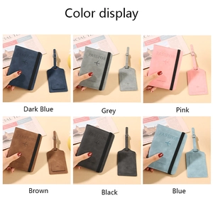 Travel set with PU leather passport holder and luggage tag in six stylish colors