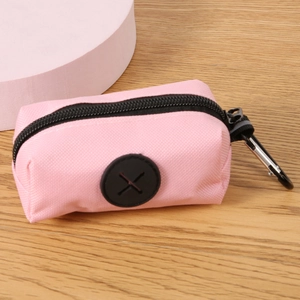 Portable Pet Waste Bag Dispenser Oxford Cloth Dog Poop Bag Holder With Metal Carabiner Zippered Storage Bag For Outdoor Walking