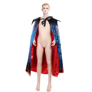 Mantello di Halloween per bambini blu con fodera rossa e stampa di foresta