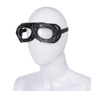 Steampunk pilot goggles with retro embossed black frames for cosplay and party costumes