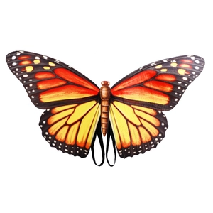 Detailed monarch butterfly wings prop with orange gradients and elastic shoulder straps