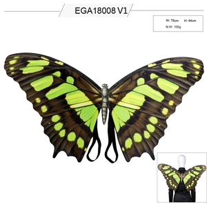 Detailed view of butterfly wing cape in green and brown with strap size 78x44cm