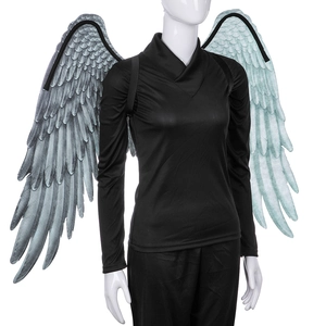 Ailes d'ange géantes réalistes gris-bleu avec texture de plumes pour déguisements