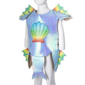 Armatura in pelle di sirena olografica con motivo a conchiglia per costume da bambino