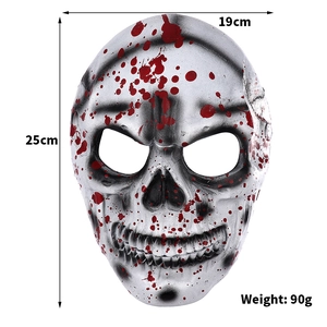 Masque de crâne d'Halloween en mousse 3D avec sang, hauteur de 25cm et poids de 90g