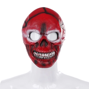 Masque de crâne rouge 3D effrayant pour Halloween avec structure osseuse et sang