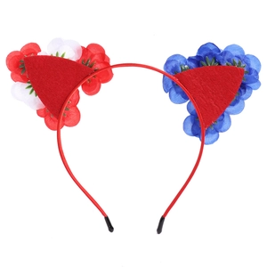 Serre-tête Fête de l'Indépendance avec oreilles en feutre et fleurs tricolores