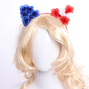 Serre-tête floral bleu blanc rouge patriotique pour les fêtes de l'indépendance