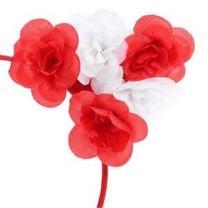 Serre-tête patriotique roses rouges et blanches pour fête de l'Indépendance et carnaval