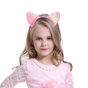 Serre Tête Oreilles De Chat À Paillettes Brillant Accessoire Cheveux Fête Costume Pour Enfants Filles Halloween
