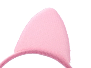 Gros plan macro du serre-tête oreilles de chat rose avec tissu en maille et texture douce