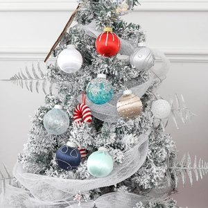 Christmas tree ornaments set with assorted colorful silk thread balls and candy cane