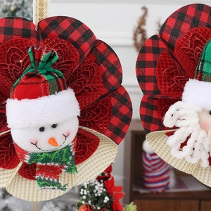 Christmas star decorations with Santa and Snowman figures in red black plaid fabric