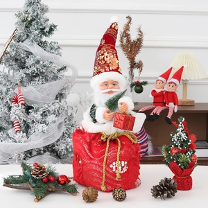 Peluche De Papá Noel Bailarín Musical Con Sombrero De Lentejuelas Rojas Adorno De Escritorio Animado De Navidad Decoración Festiva