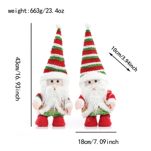 Pères Noël musicaux électriques en peluche avec chapeaux tricotés pour décor de Noël