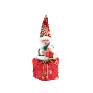 Papá Noel bailarín musical de peluche en bolsa de lentejuelas para decoración