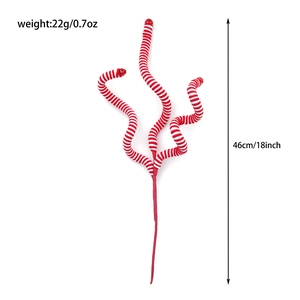 Christmas tree decoration featuring red and white striped spiral stems for DIY holiday decor