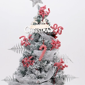 Christmas Curly Pick Red White Striped Spiral Branch Decoration With Bells Plush Fabric DIY Xmas Tree Ornaments Topper