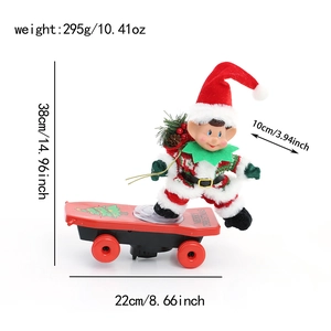 Electric musical Santa elf on skateboard toy Christmas gift with weight info