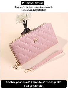 Structure interne du portefeuille rose en cuir PU avec fentes pour cartes