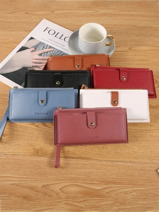 Stylish women's long wallets in six colors with pebble texture and secure zip closure