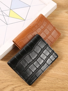 Crocodile Pattern PU Leather Women Bi-Fold Small Wallet Retro Card Holder Photo Slot Metal Snap Buckle Portable Purse