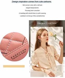 Close-up of elegant pink leather quilting and high-quality double-stitch sewing details