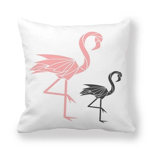 Detailansicht Flamingo-Origami-Druck auf dickem Pfirsichhaut-Stoff Kissenbezug