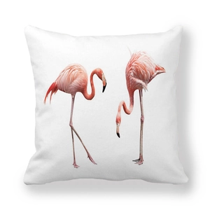 Detailansicht des Flamingo-Drucks auf dickem Pfirsichhaut-Gewebe für Kissenbezüge