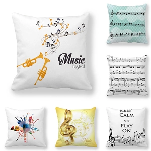 Fodera per Cuscino con Motivo a Note di Simboli Musicali Stampa Digitale Tessuto Pelle di Pesca Federa Decorativa per Divano Casa Quadrata