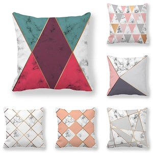 Modern Geometric Marble Pattern Pillowcase Peach Skin Polyester Decorative Cushion Cover For Home Sofa Office