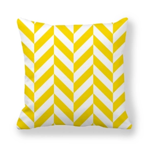 Yellow geometric chevron peach skin throw pillow cover with modern zigzag pattern