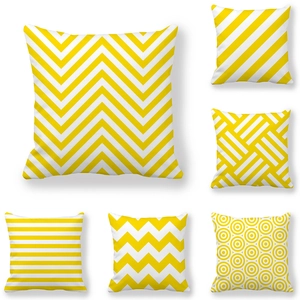 Yellow Geometric Decorative Pillowcase Peach Skin Velvet Cushion Cover Modern Minimalist Sofa Decor Home Office