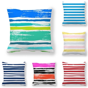Funda De Almohada Moderna Geométrica A Rayas De Terciopelo Piel De Melocotón Funda De Cojín Cuadrada Decorativa Para Sofá Sala De Estar Decoración Sin Relleno