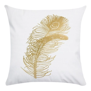 Housse de coussin carrée blanche avec motif d'ailes d'ange dorées en tissu doux