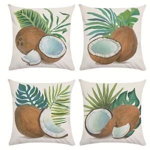Tropical Coconut Palm Leaf Pattern Throw Pillow Case Polyester Square Decorative Cushion Cover For Home Living Room Sofa
