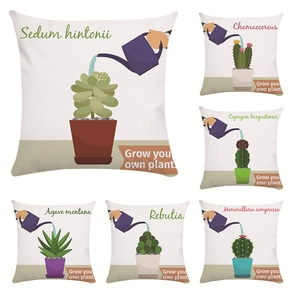 Fodera per Cuscino Decorativa con Motivo a Cactus e Piante Grasse in Poliestere Morbido Copricuscino per Soggiorno e Camera da Letto