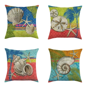 Set di 4 federe per cuscini decorativi con motivi marini e illustrazioni dell'oceano