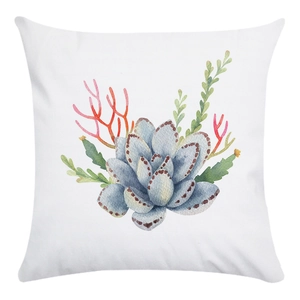 Detail of soft cactus pillowcase showing watercolor succulent print and fabric texture