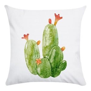 Detail of soft cactus pillowcase showing watercolor floral patterns and textile texture
