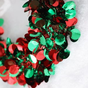 Sparkling red and green sequins wreath for American Independence Day home wall decoration